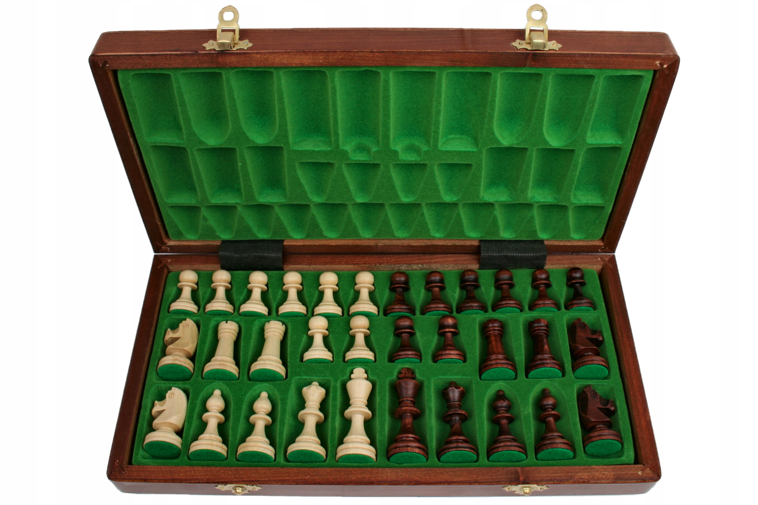 Szachy drewniane TURNIEJOWE 3-Intarsja MAGNETYCZNE Stan opakowania oryginalne