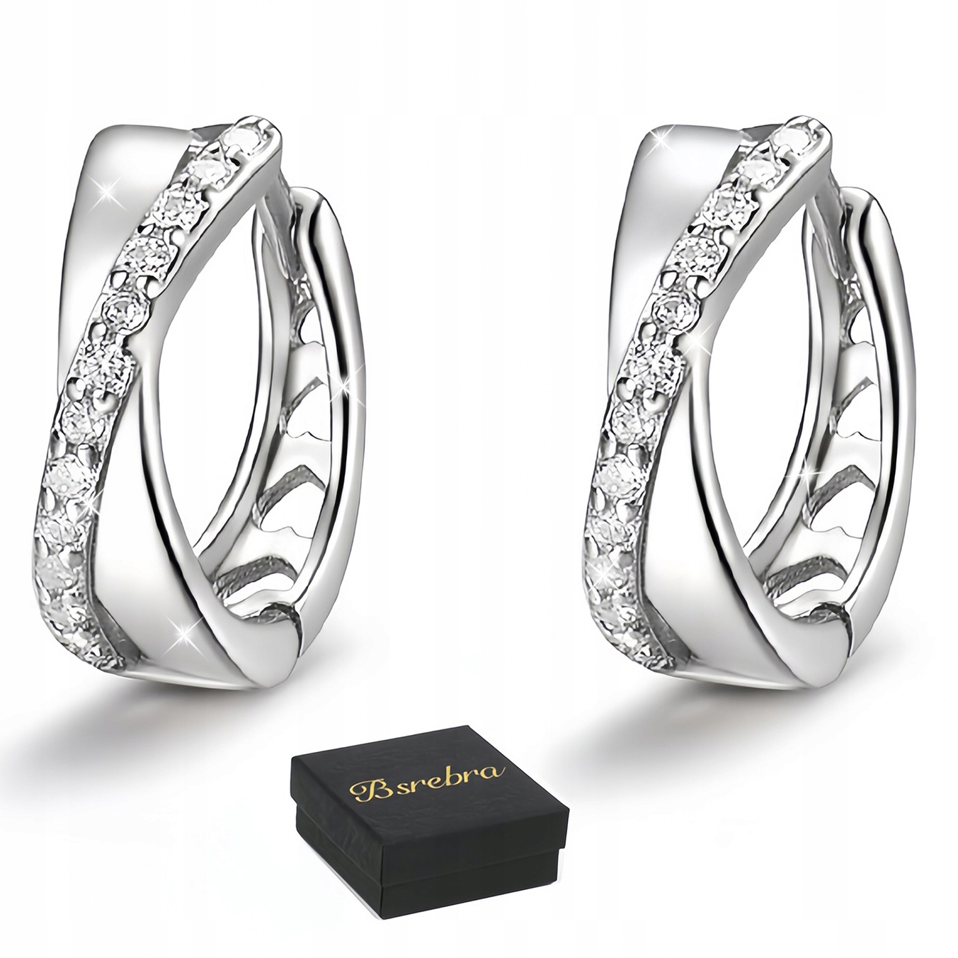 Stříbrné Náušnice Ryzost 925 Kruhy Obruče Stříbro Kolečka se Zirkony Dámské