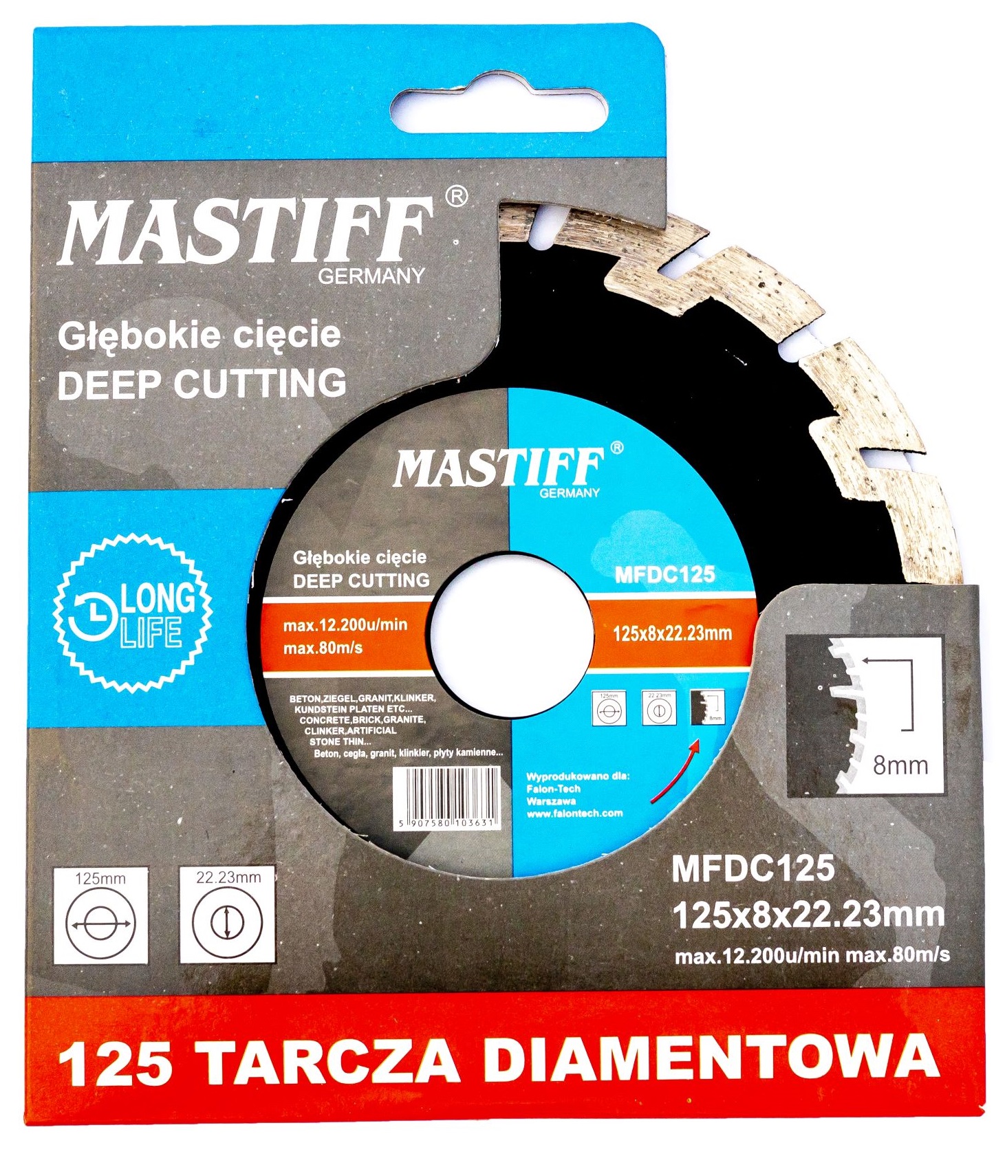 TARCZA DIAMENTOWA 125 x 22,2 GŁĘBOKIE CIĘCIE MF EAN (GTIN) 5907580103631