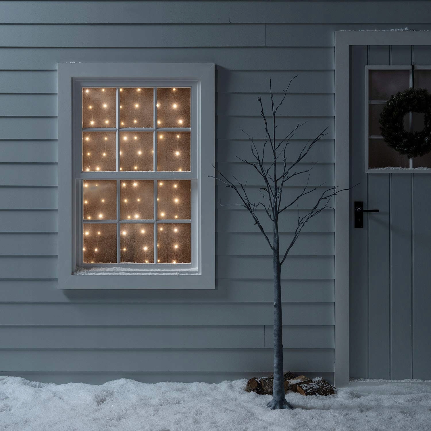 200 LED Kurtyna Świetlna, Srebrny Drut, Zasilanie Sieciowe, Timer — miniatura 3