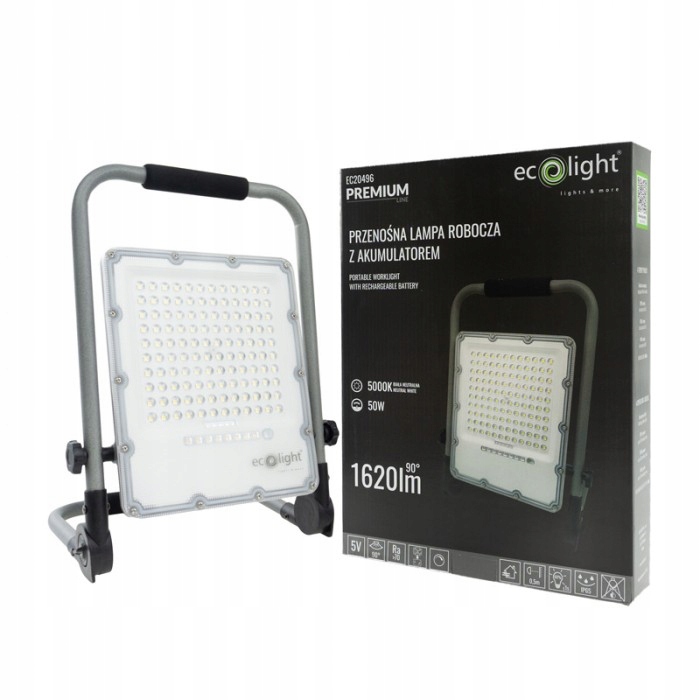 Halogenová přenosná Led lampa 50W s akumulátorem, výkonný reflektor