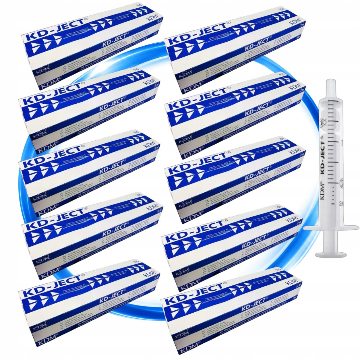 10xKDM Strzykawka Dwuczęściowa Kd-ject, Luer 2ML, 100 Szt