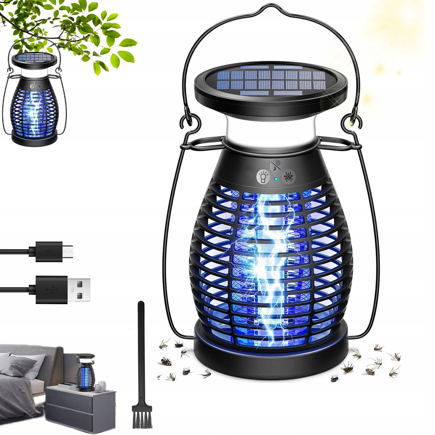 Lampa Przeciw Komarom Solar Z 3 Trybami Pracy Wodoodporna 4000 Mah 3,7 V