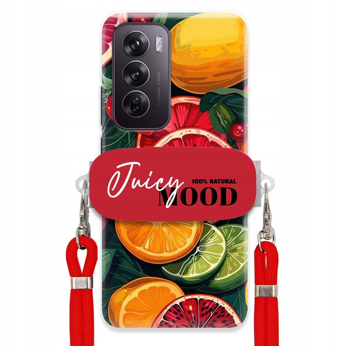 Puzdro pre Oppo Reno 12 Pro 5G Červené vodítko držiak Fruit Ovocie Juice Mood