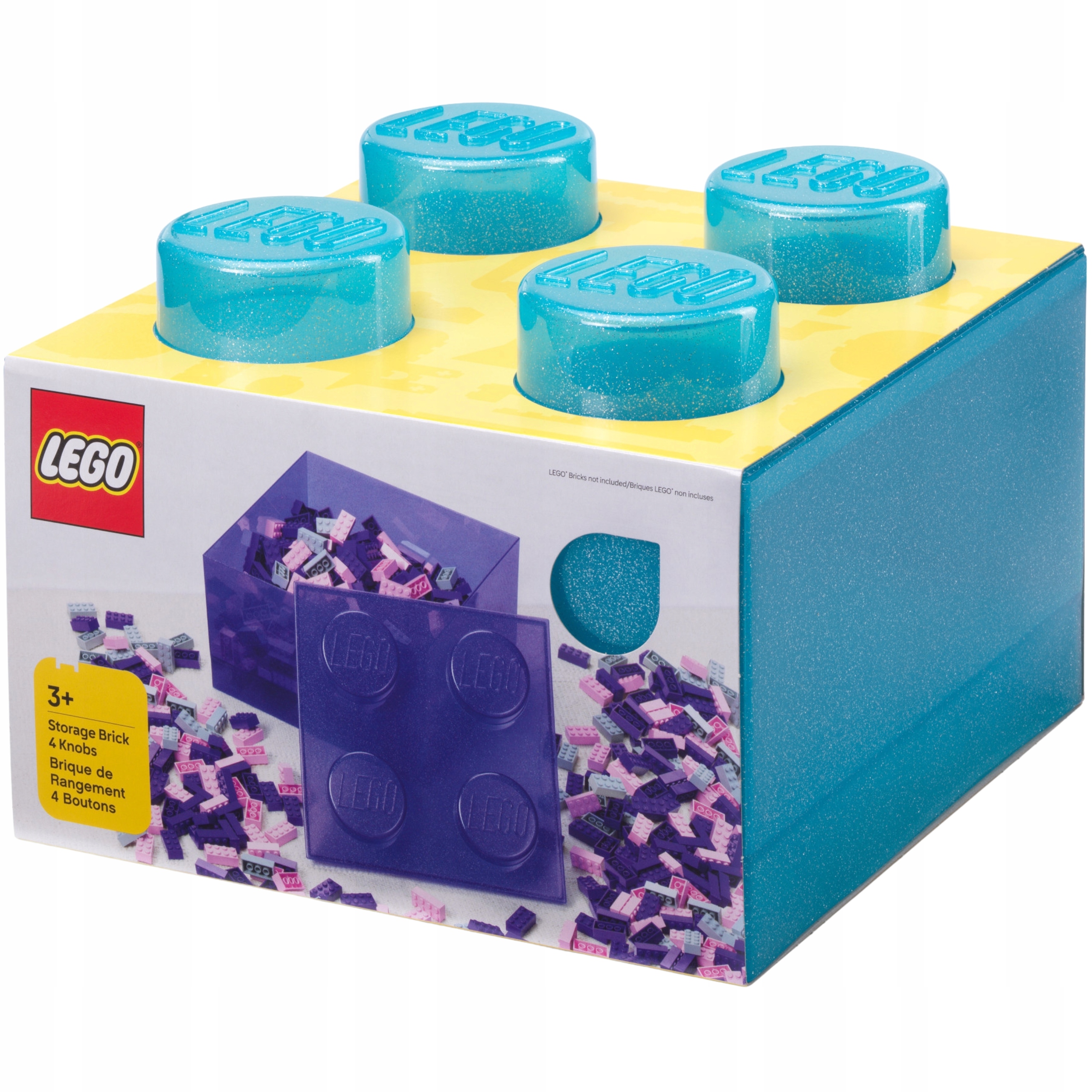 Lego Průhledný plastový obal Tvar kostky Lego Brick4 Modrý