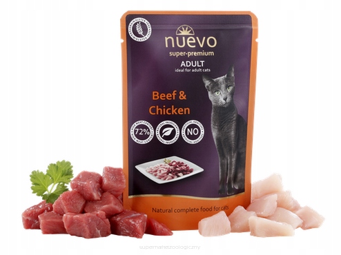 Levně Nuevo Premium Kapsička mokré krmivo pro kočky Hovězí kuře 24x85 g