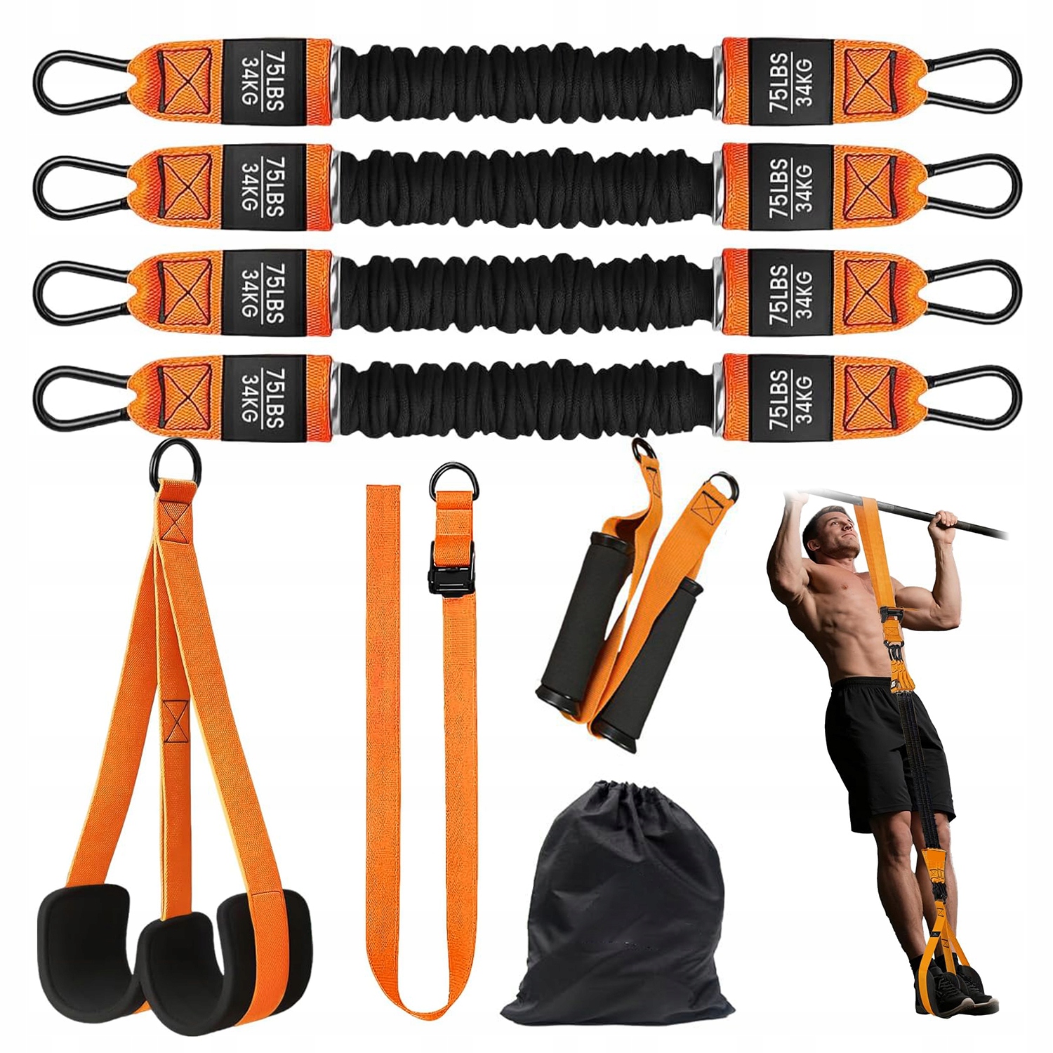Sada 4 Odporových Gum Pro Expandéry Fitness Posilovacích Pásů 75-300LBS