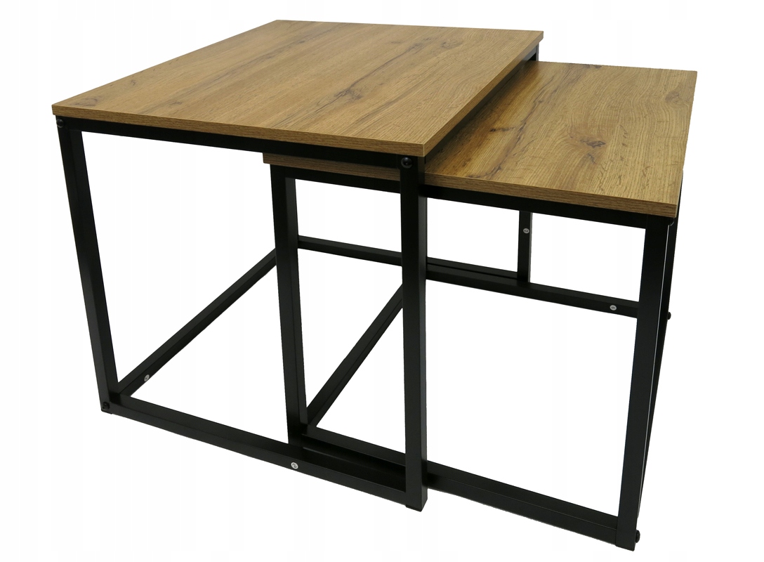 STOLIK KAWOWY 2w1 ŁAWA STÓŁ ZESTAW LOFT INDUSTRIAL KWADRATOWY KOMPLET DĄB Marka Kontrast