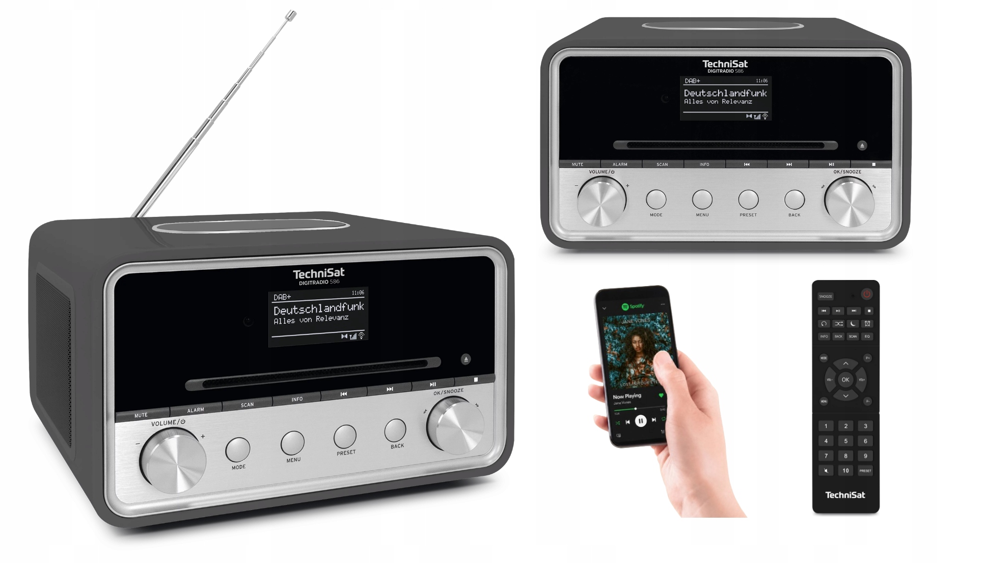 Internetové rádio TechniSat Digitradio 586 Dab+ CD Bluetooth Indukcia Šedá