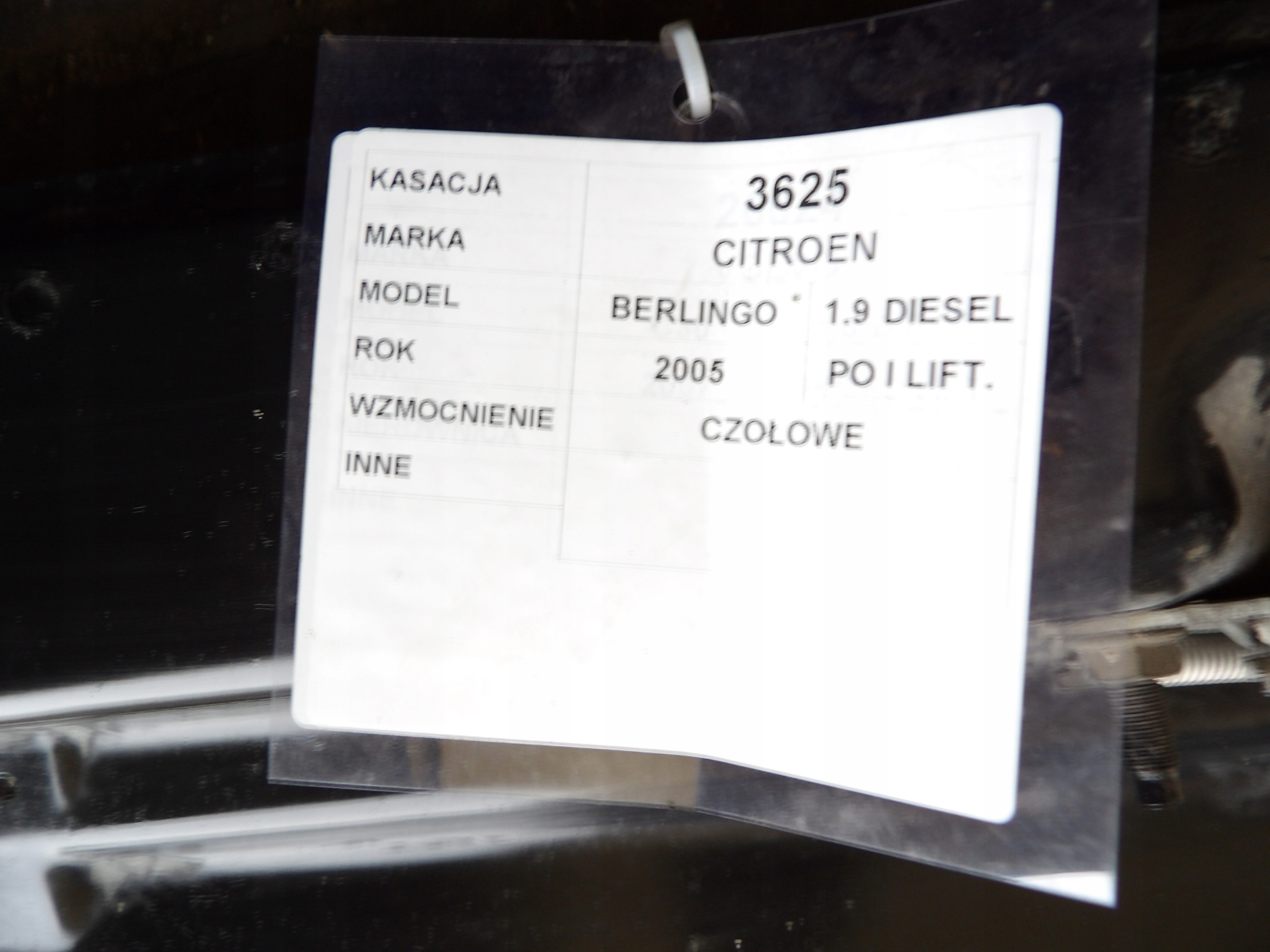 Citroen Berlingo e FL Traversa di ferro 1,9D