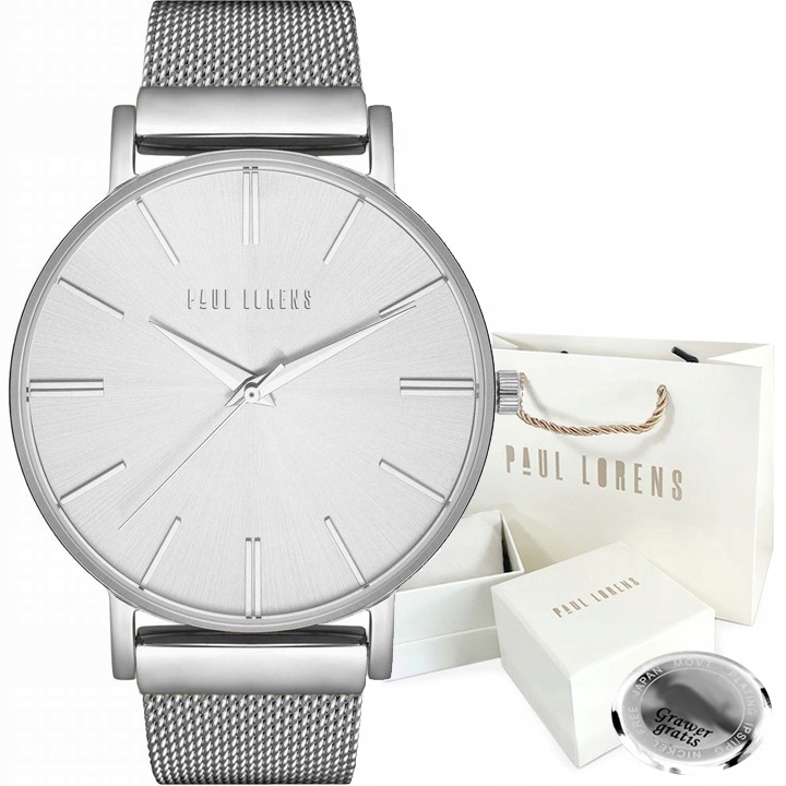 Dámské hodinky Paul Lorens Julie s velkým ciferníkem stříbrné S Gravírováním krabička