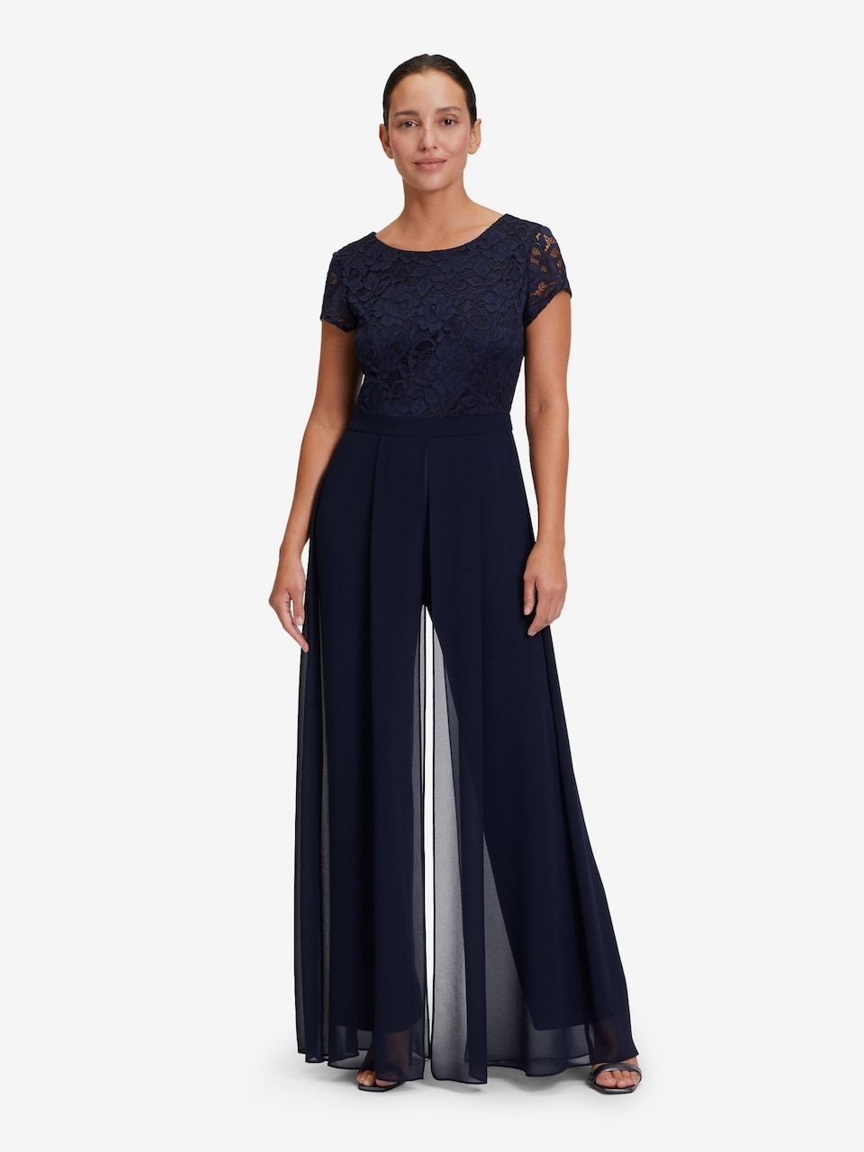 Vera Mont Tmavě Modrá Kombinéza S Krajkovým Výstřihem 46 6FA