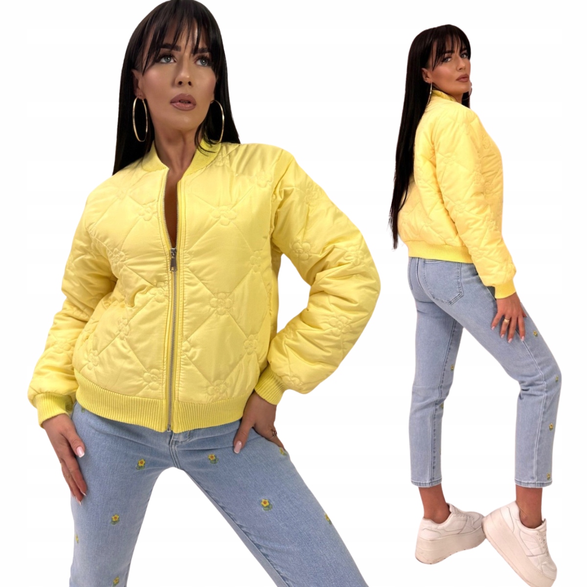 Prošívaná bomber bunda žlutá Roma Velikost One size