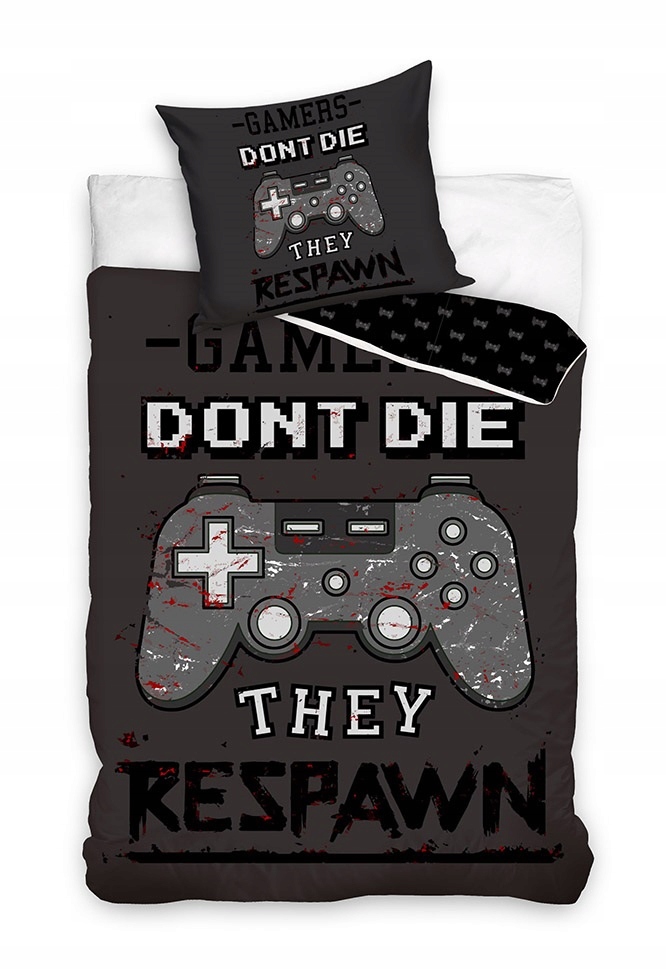 pościel młodzieżowa 140x200 Gamer pad X-box czarna grafitowa