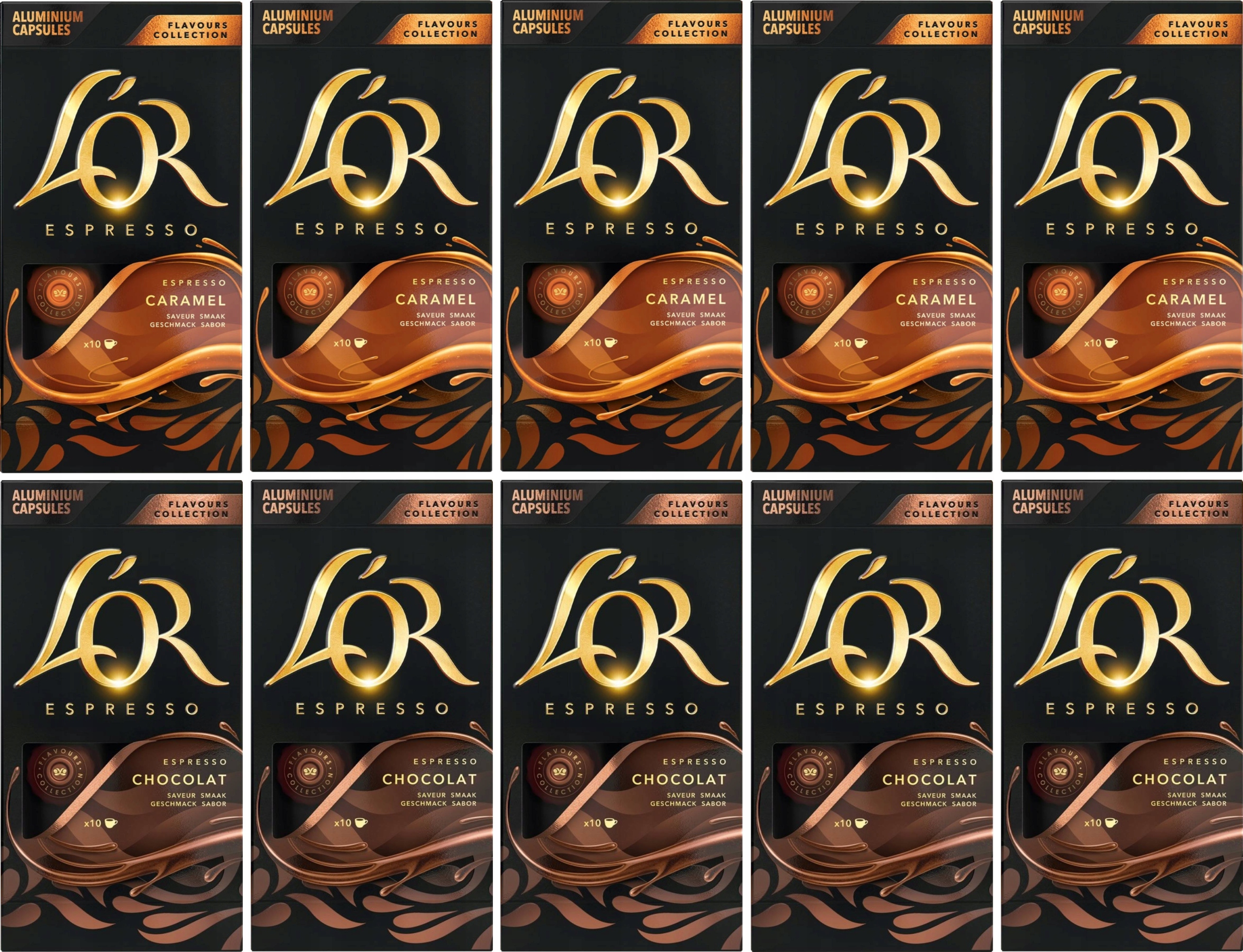 Kapsle pro Nespresso Jacobs L'or Sada příchutí 10 x 10 kusů