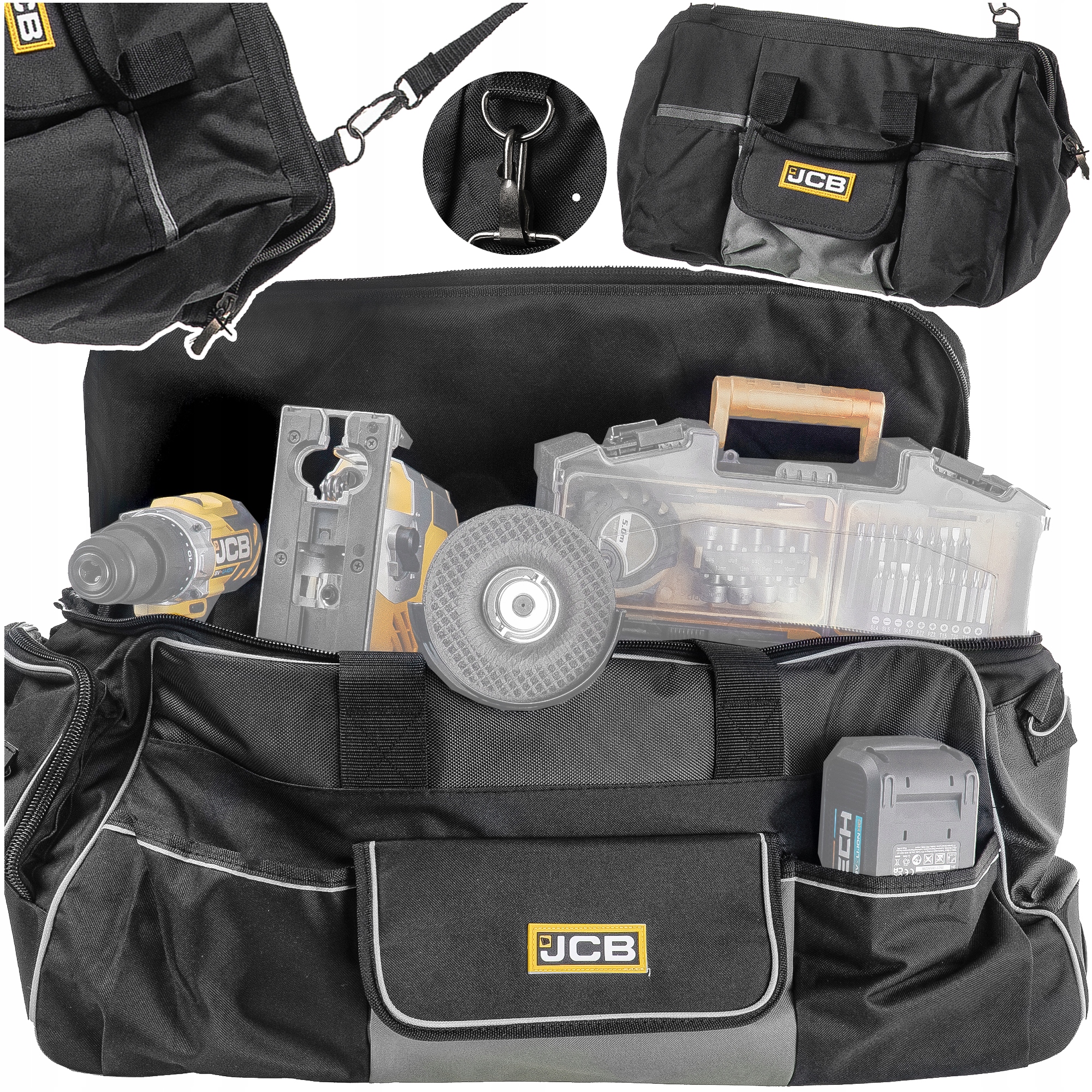 TORBA NARZĘDZIOWA Z PASEM 20" NA NARZĘDZIA MONTERSKA ZAMYKANA ORGANIZER JCB