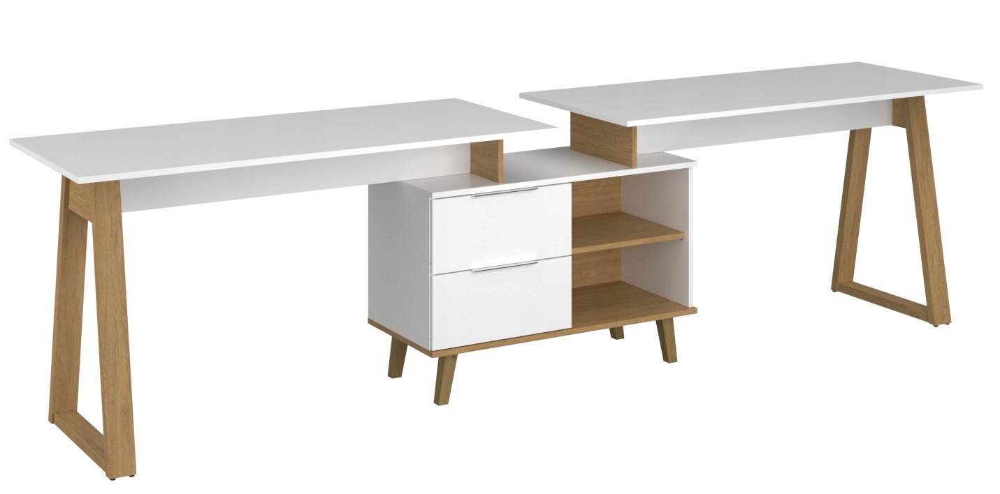 KOMODA BIAŁA Z SZUFLADAMI I PÓŁKAMI młodzieżowa komody do biura NE-05 Wysokość mebla 60.6 cm