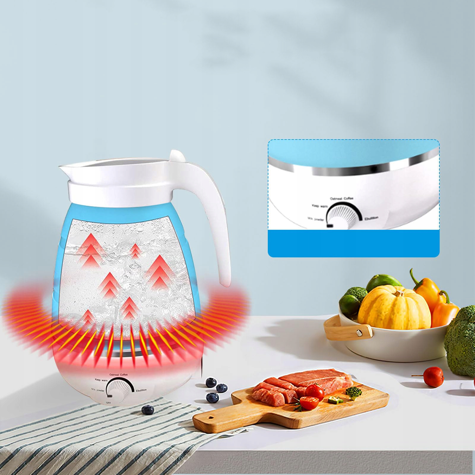 SKŁADANY CZAJNIK, MAŁY CZAJNIK PODRÓŻNY,NA KEMPING Obrotowa podstawa nie