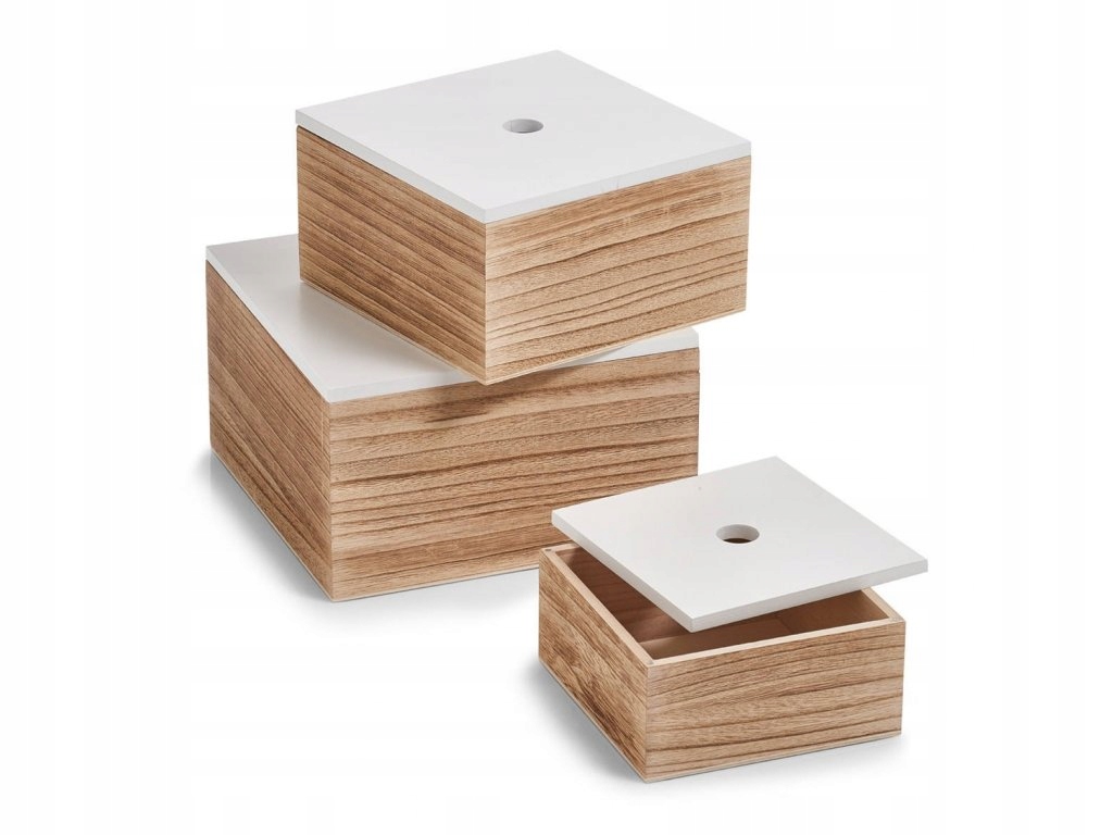Dřevěné úložné boxy, organizéry na drobnosti, 3 ks, Zeller