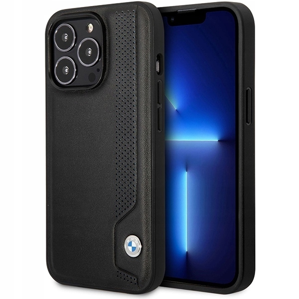 Bmw Leather pouzdro Kožené kryt obal pro iPhone 14 Pro Max