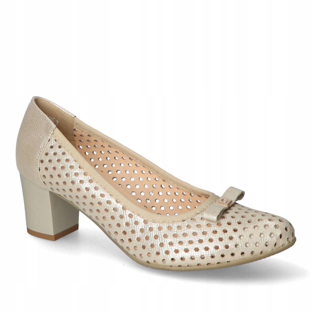 Dámské lodičky na podpatku Arka Zlaté Semišové 37