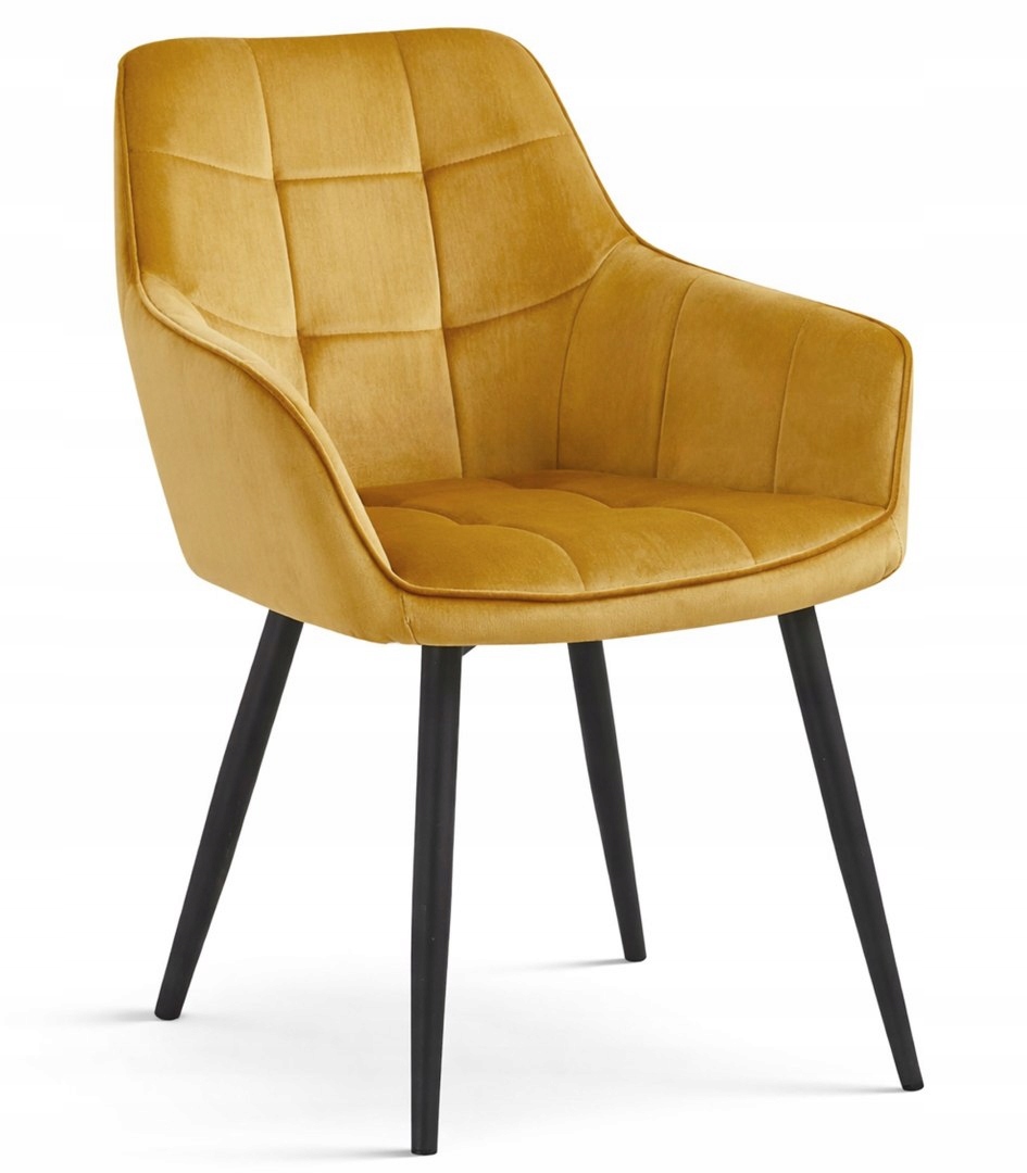 Krzesło Do Salonu Jadalni Varsi aksamit curry nogi czarne 1 szt.