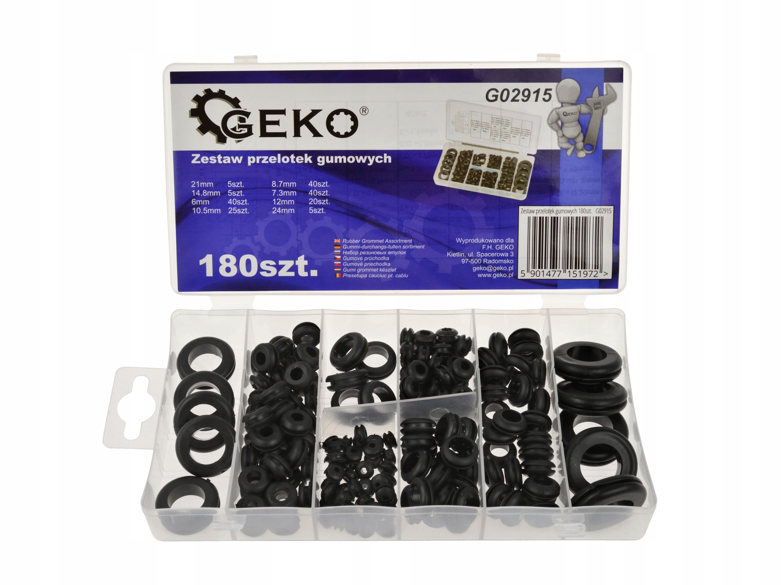 

Zestaw Przelotek Gumowych 180szt. g02915
