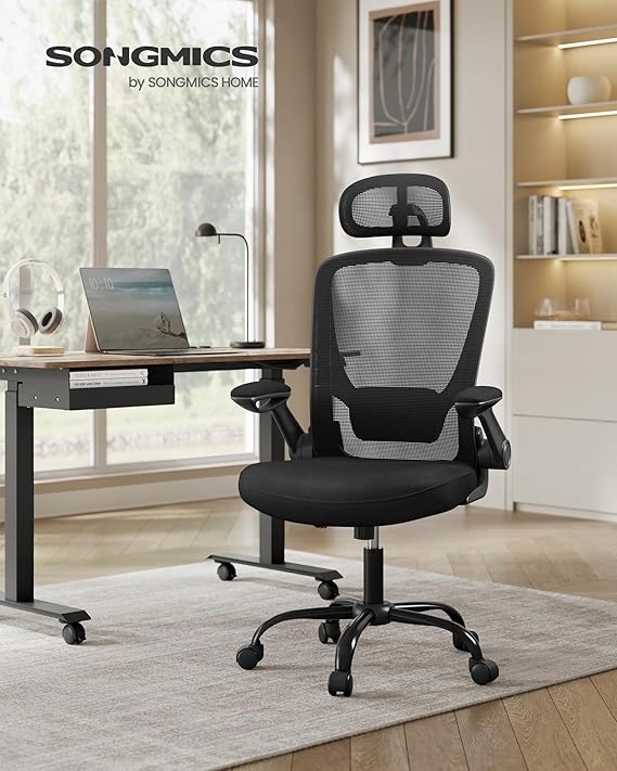 Ergonomická kancelárska stolička Songmics OBN047B01 otočná, sieťovaná, čierna