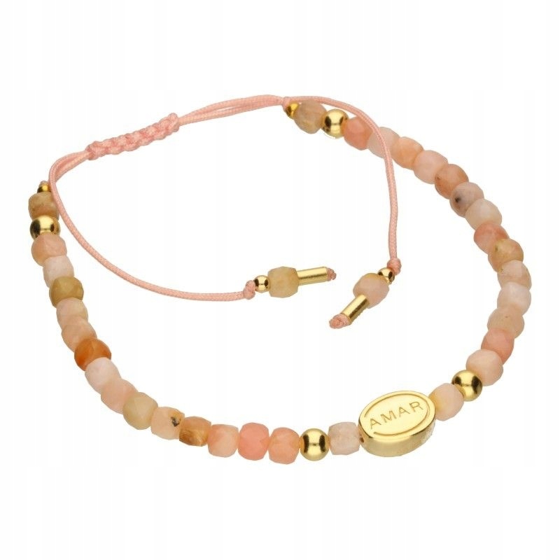 Náramek na růžové šňůře 5 mm stříbro 925, pozlacený, 5.47 g jako dárek