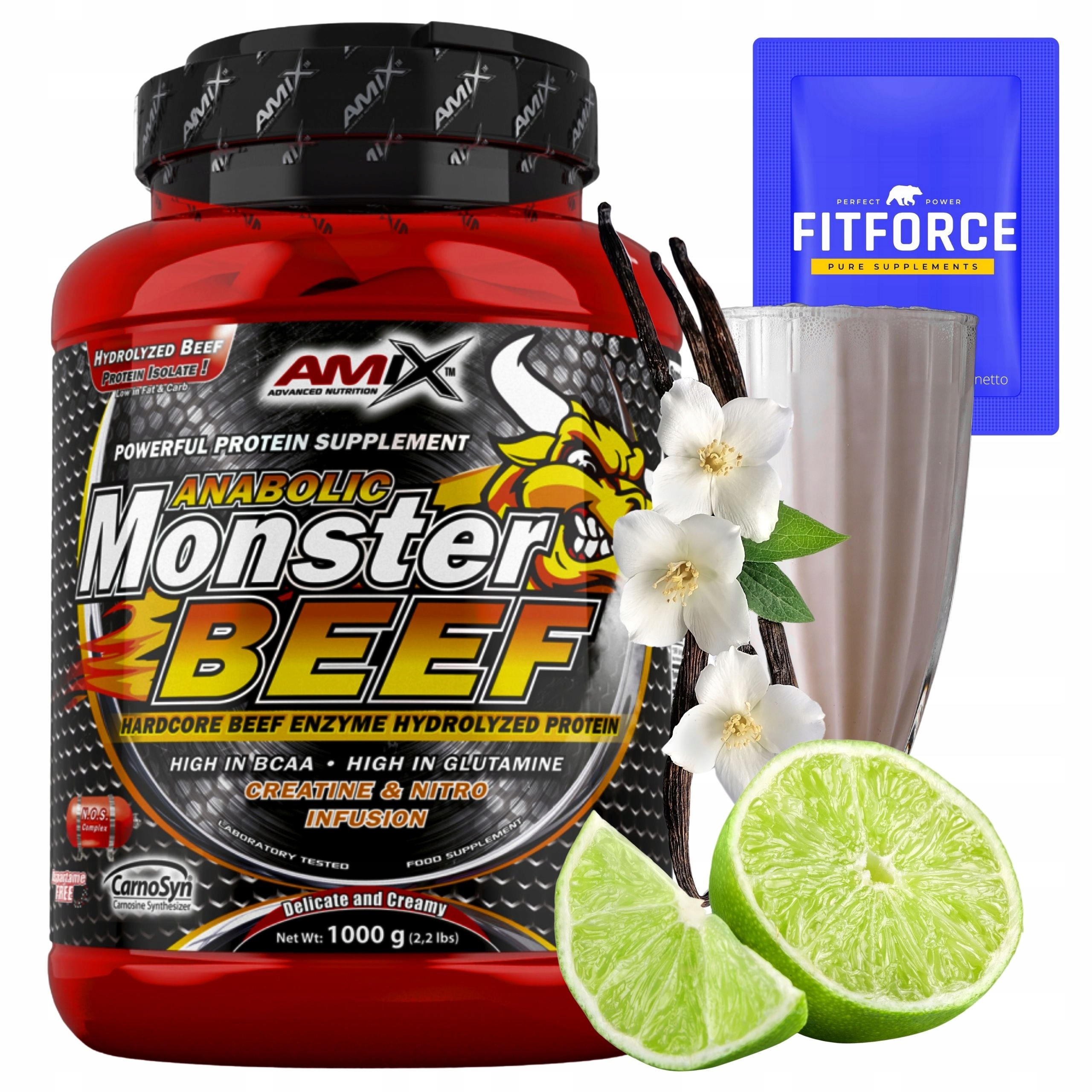 Protein vanilka s Limetkou Amix Monster Beef Protein Bílkoviny 1000 g