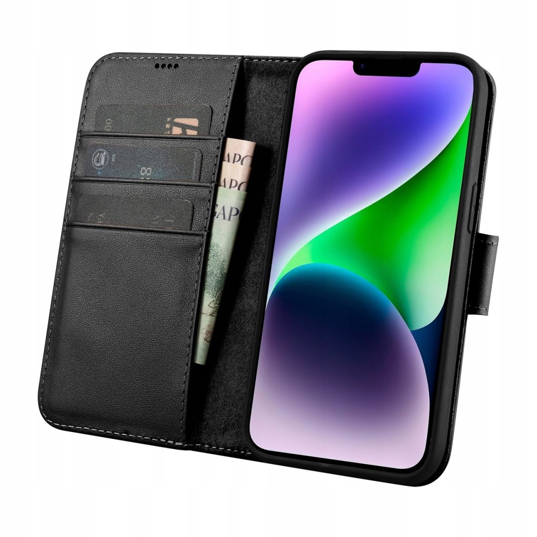 2w1 etui skórzany pokrowiec z klapką iPhone 14 Plus Anti-RFID Wallet Case c