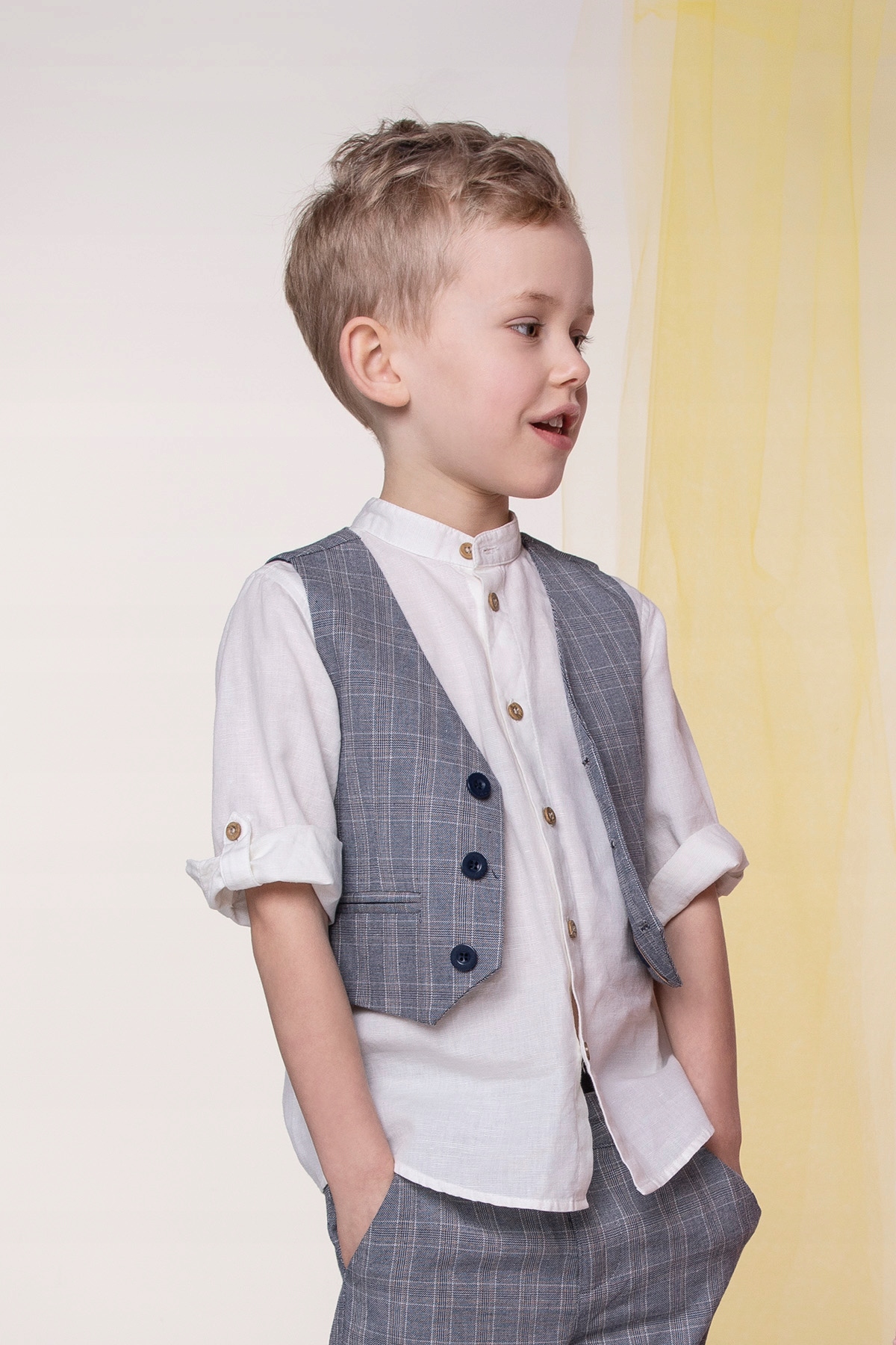 Chłopięca kamizelka w kratę 140 Coccodrillo Kolor wielokolorowy