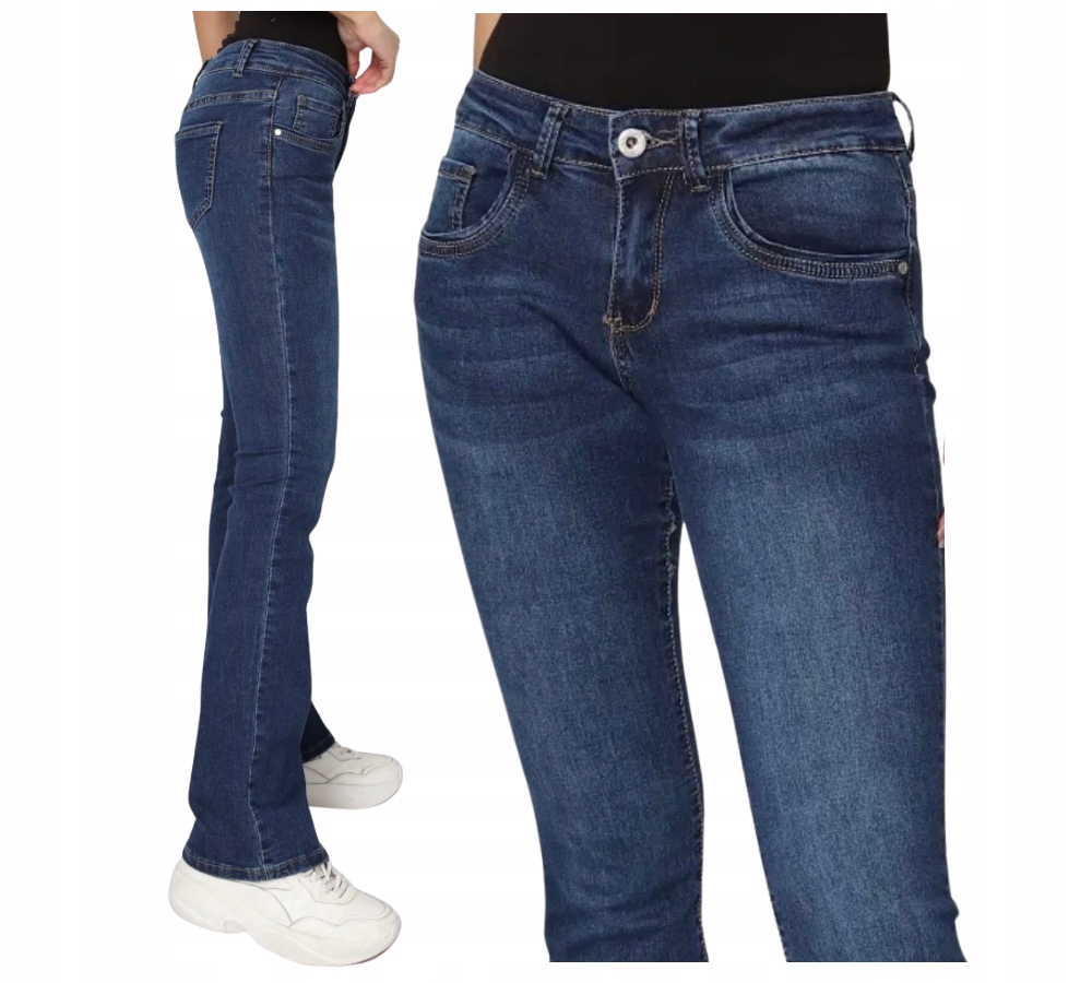 Dámské Džíny Bootcut S Rozšířenými Zvony, Široké, Modré, 36 S