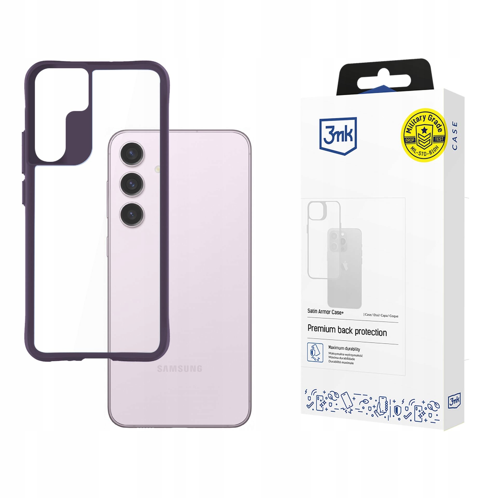 Etui 3mk Satin Armor Case+ Purple na Samsung Galaxy S24 przezroczyste 3mk