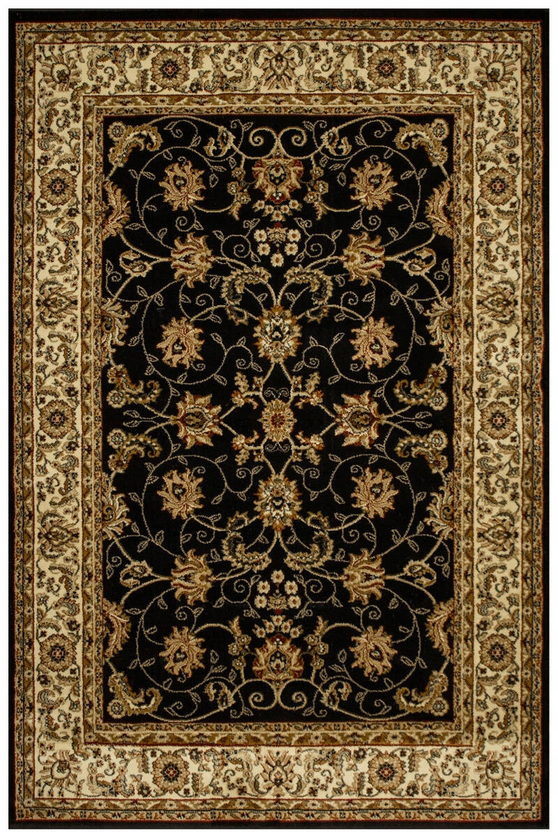 Dywan Ornamentowy Klasyczny Kwiatowy Wzór Czerń Krem Rose 200x290 cm