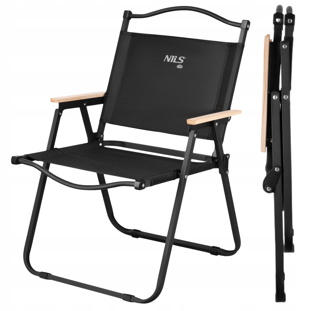 Krzesło Turystyczne Składane Kempingowe Na Taras Balkon Działkę Czarne Nils