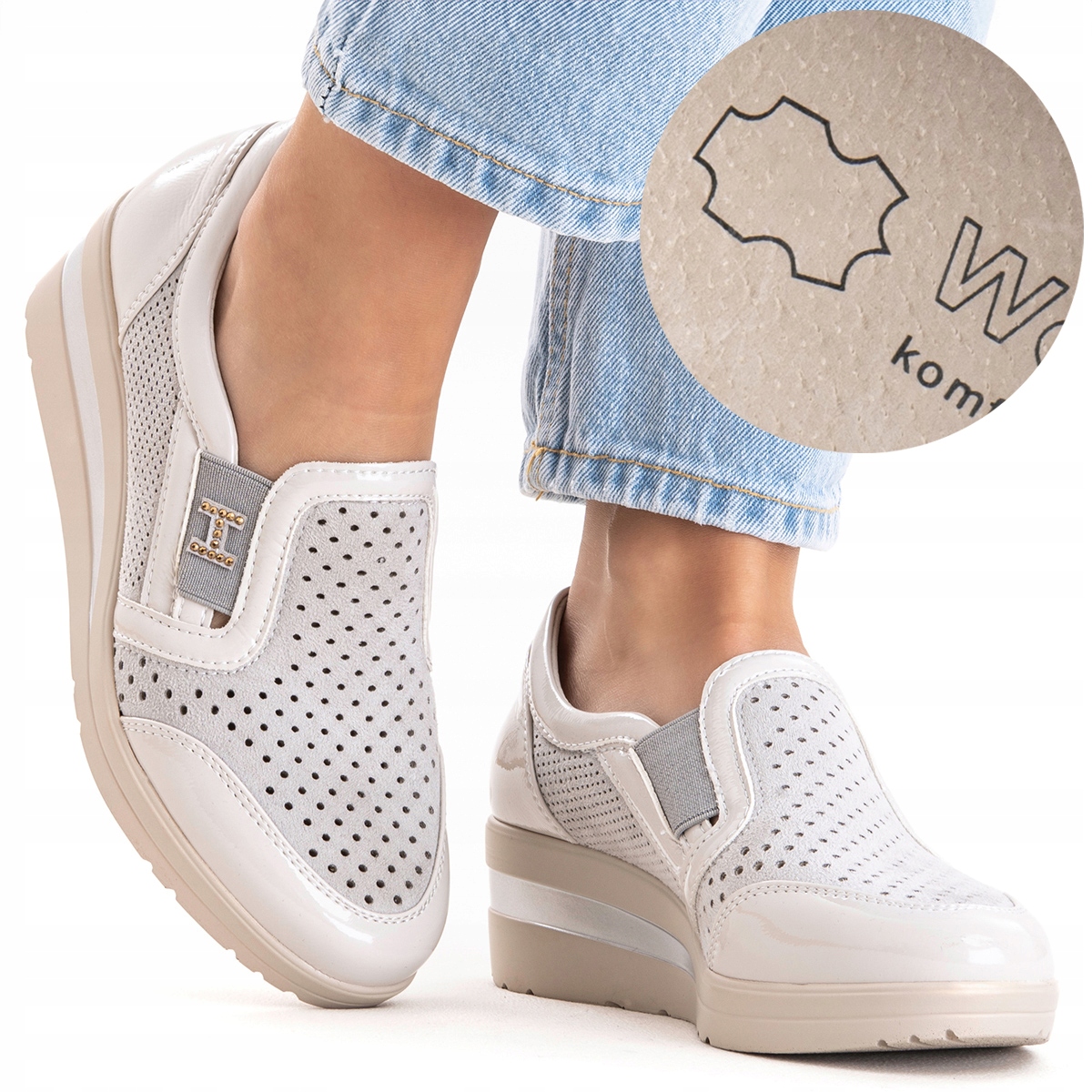 Tenisky polobotky na koturnu vč. kůže módní úhledné pohodlné Wojtyłko 41