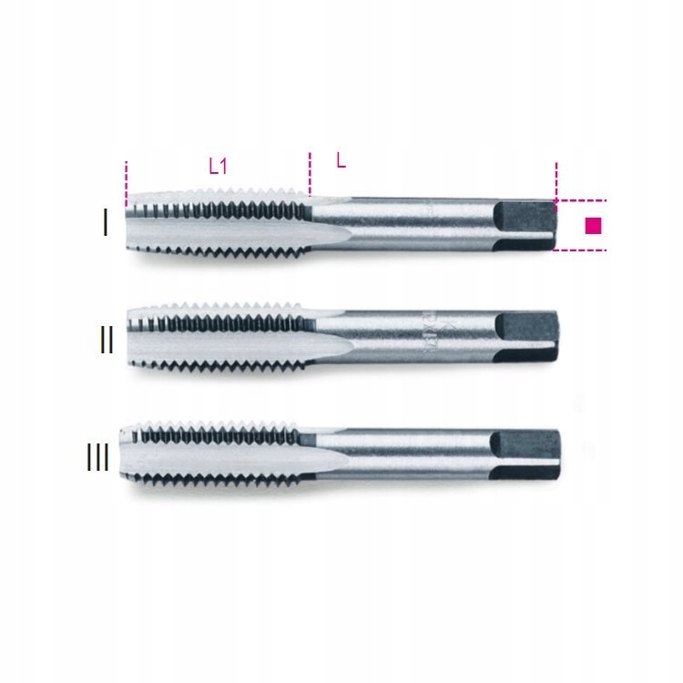 BETA KOMPLET GWINTOWNIKÓW RĘCZNYCH M10 x 1,5, 3-CZĘŚCI