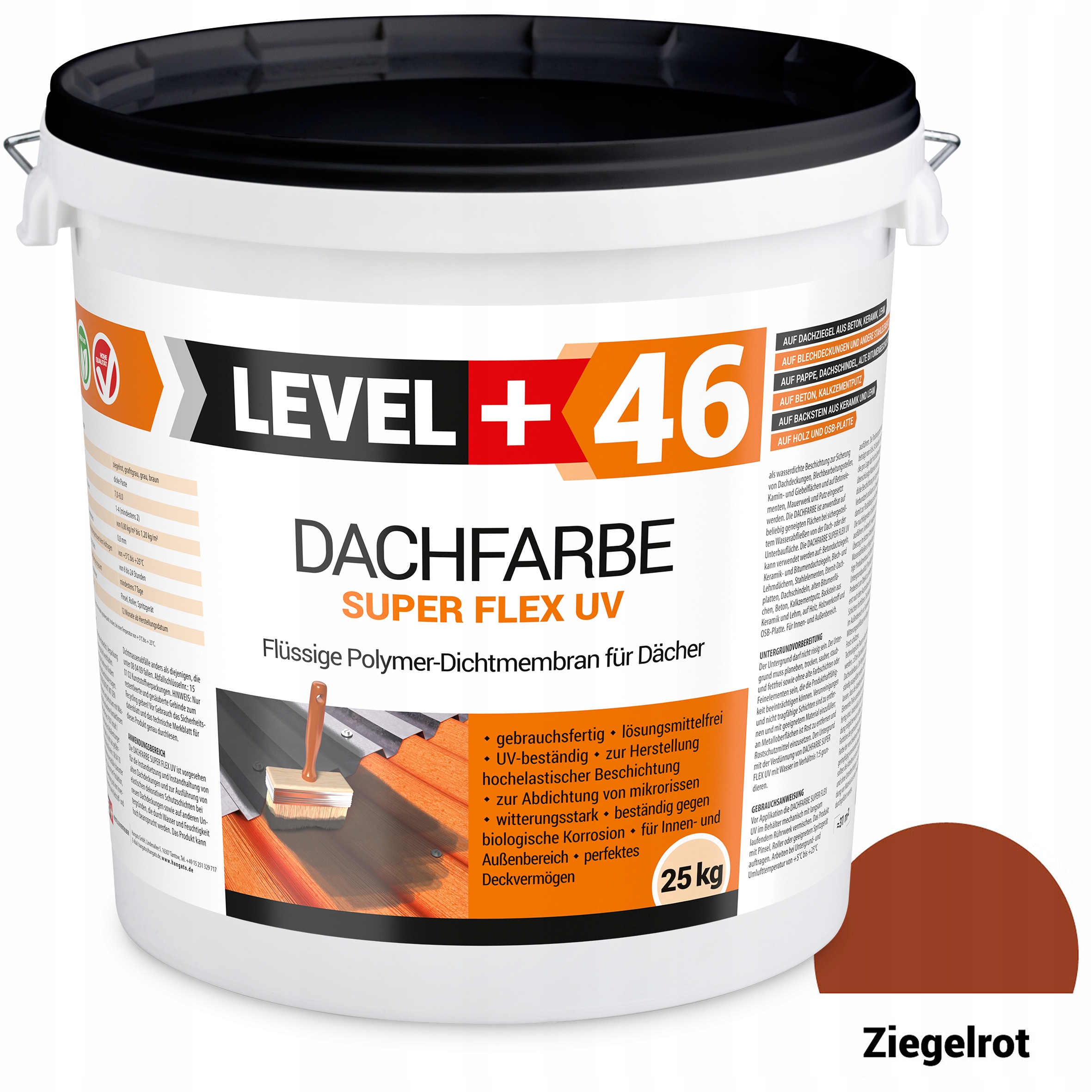 Farba dachowa płynna folia ceglasta 25kg Level+46