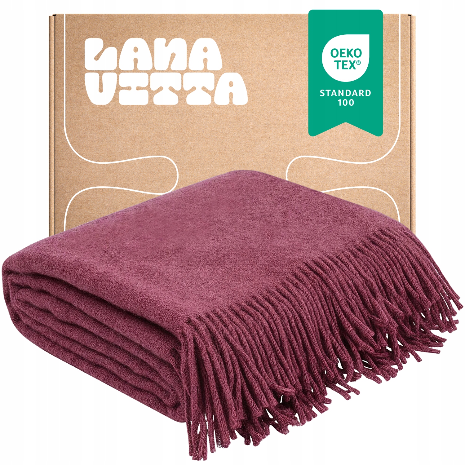 Vlněná deka Melanž 100% Novozélandská vlna Tmavo-višňová 140 x 200 cm