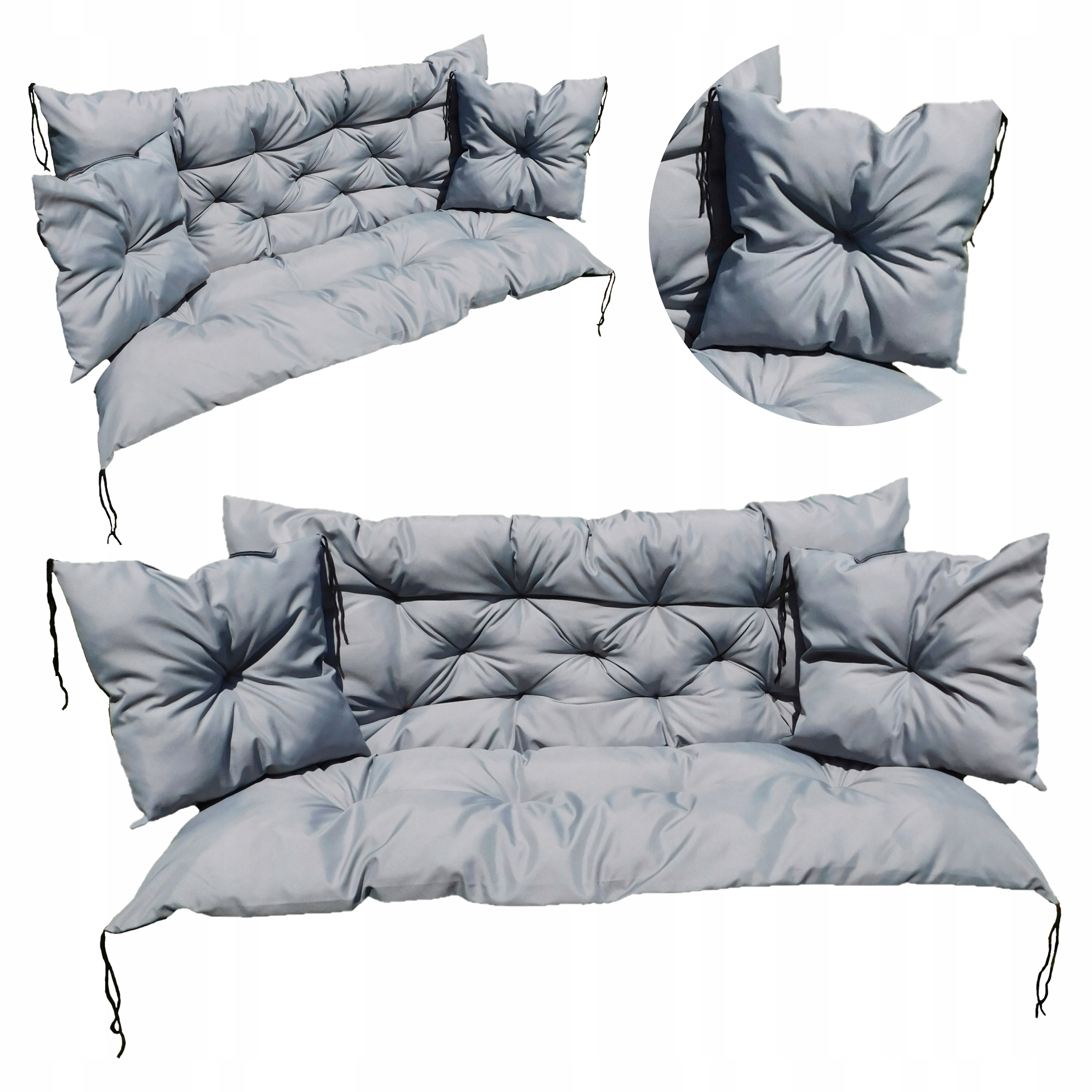 Vankúš na lavičku a hojdačku 180 x 60 x 50 cm Prešívaná Záhradná 2 vankúše