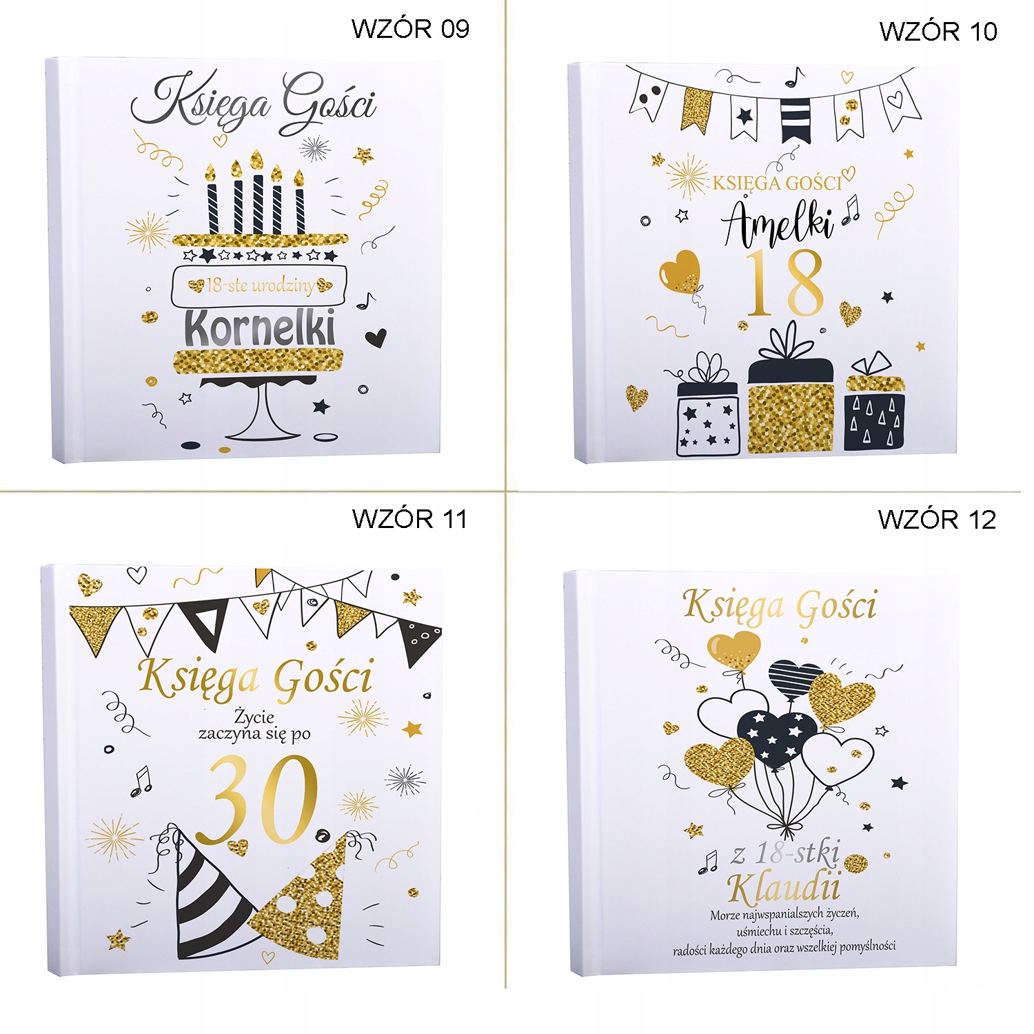 KSIĘGA GOŚCI karty BIAŁE na18-stke URODZINY z twój nadruk Rodzaj księgi