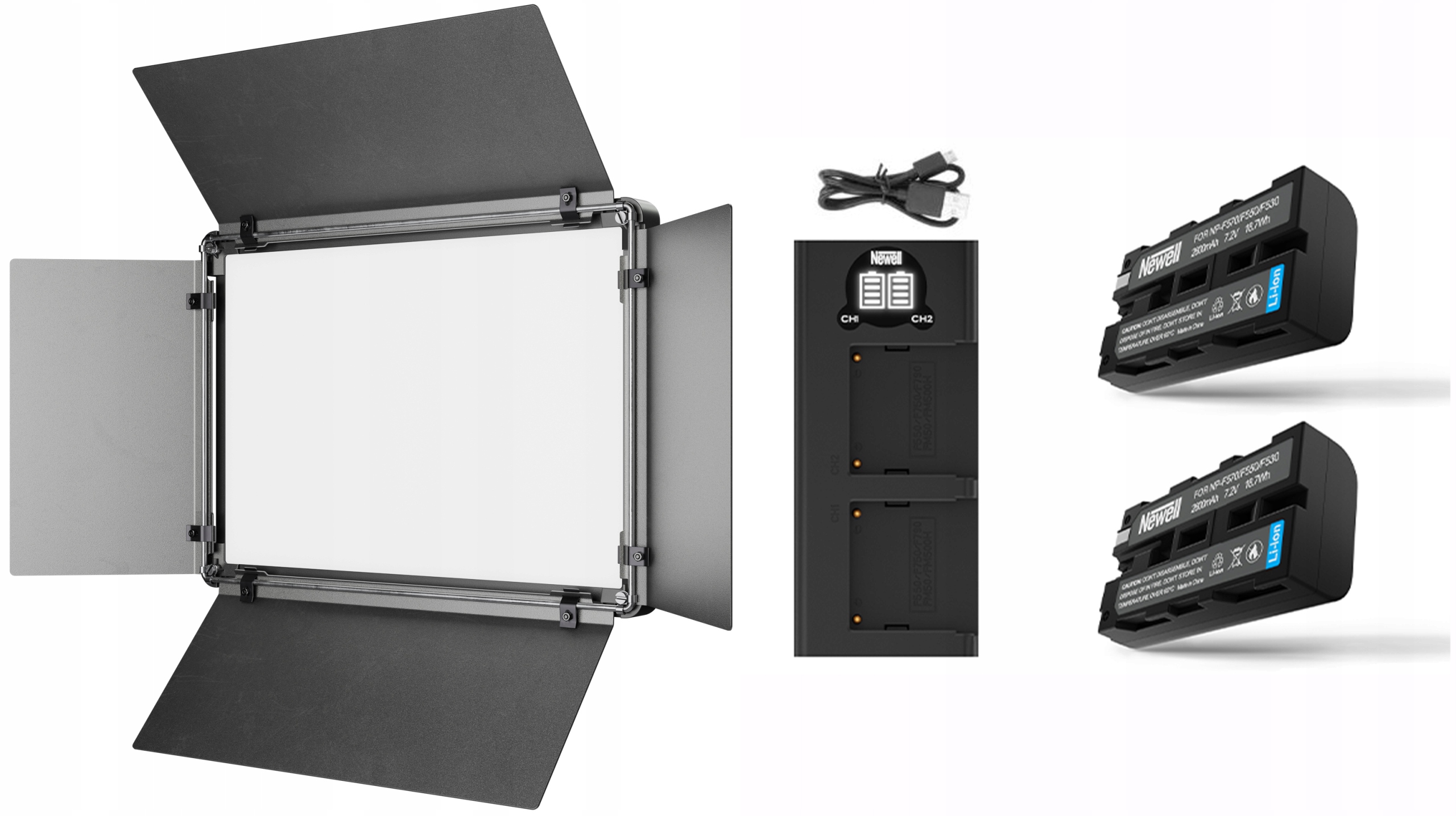 Lampa LED Newell Air 1100 RGB BD APP 2500-8500 K + 2x NP-F570 + ładowarka