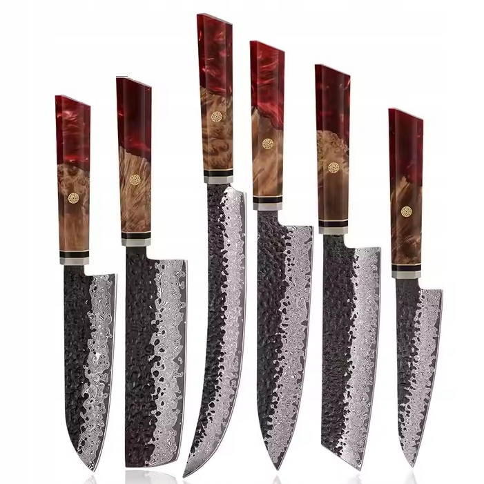 Sada damaškových kuchynských nožov Airi Červená KP-37356