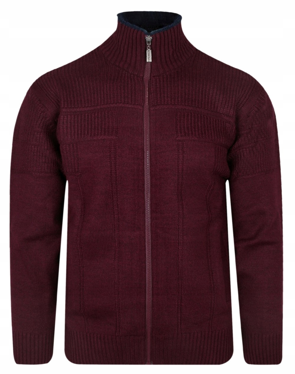Bordový vlněný svetr na zip Trikko L