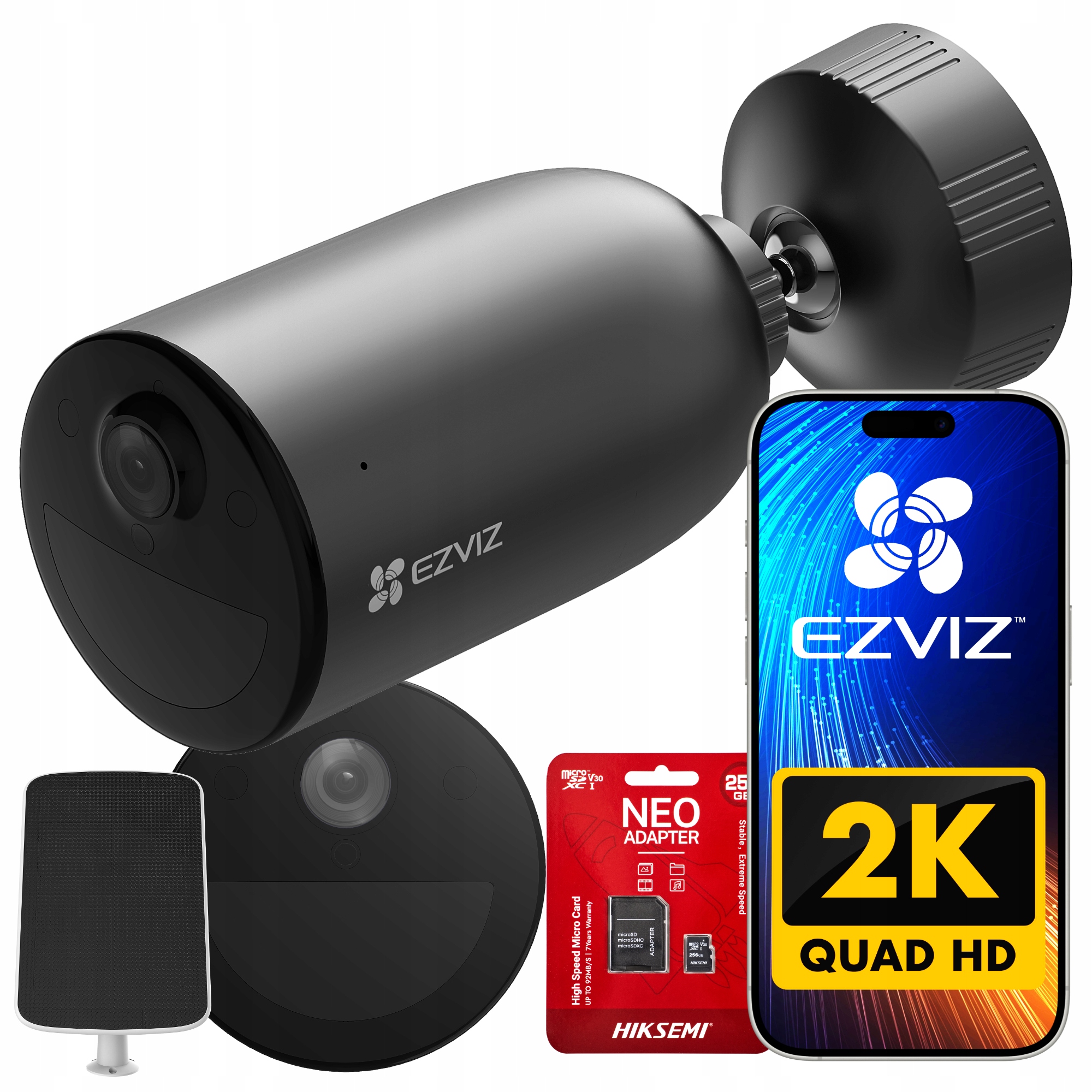 Kamera EB3 Ip 2K Panel Solarny Zewnętrzna Ezviz Audio IR15M Karta 256GB