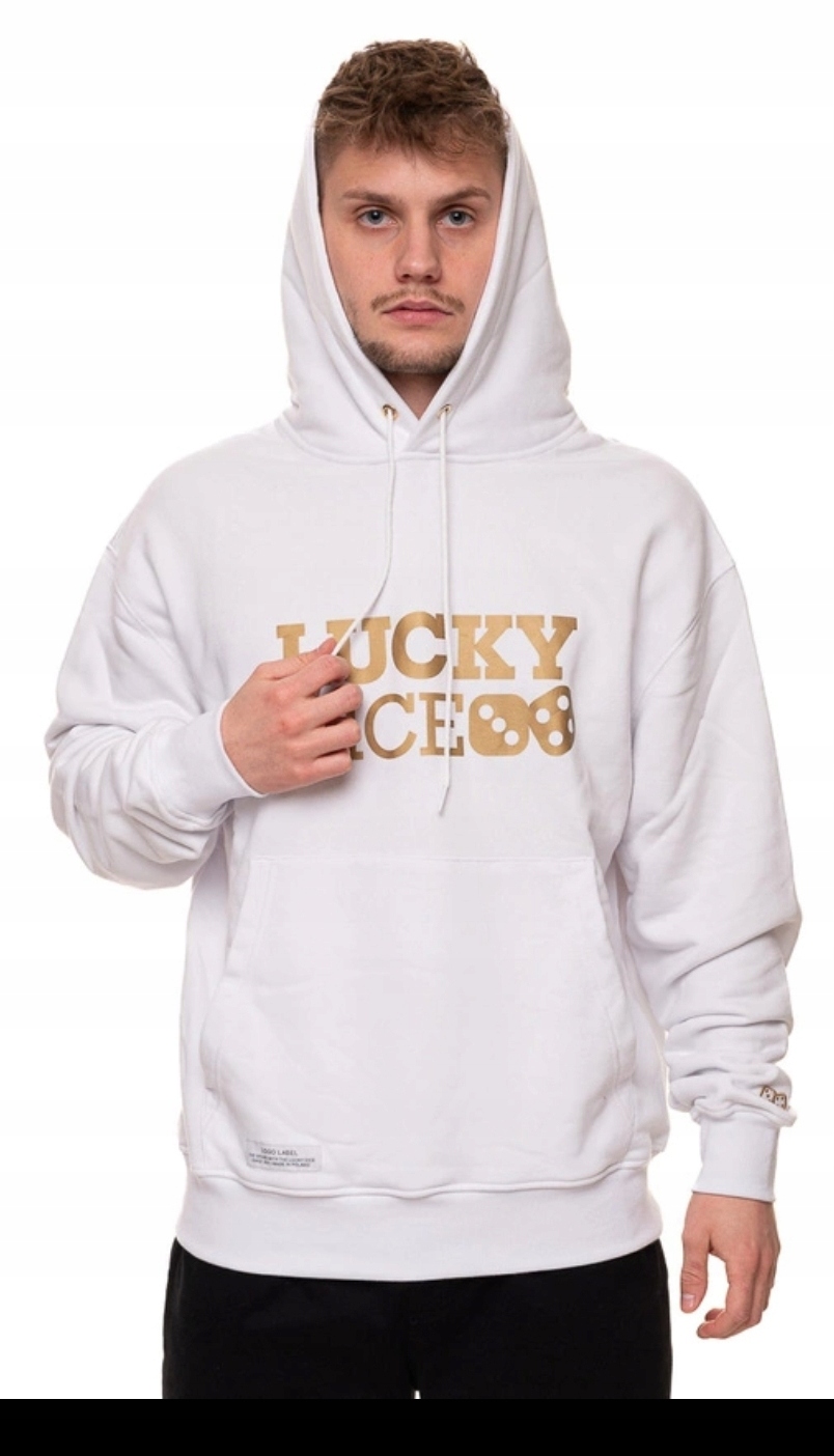 Mikina Lucky Dice Hoodie Logo (white) zlatá s kapucí velikost: XL