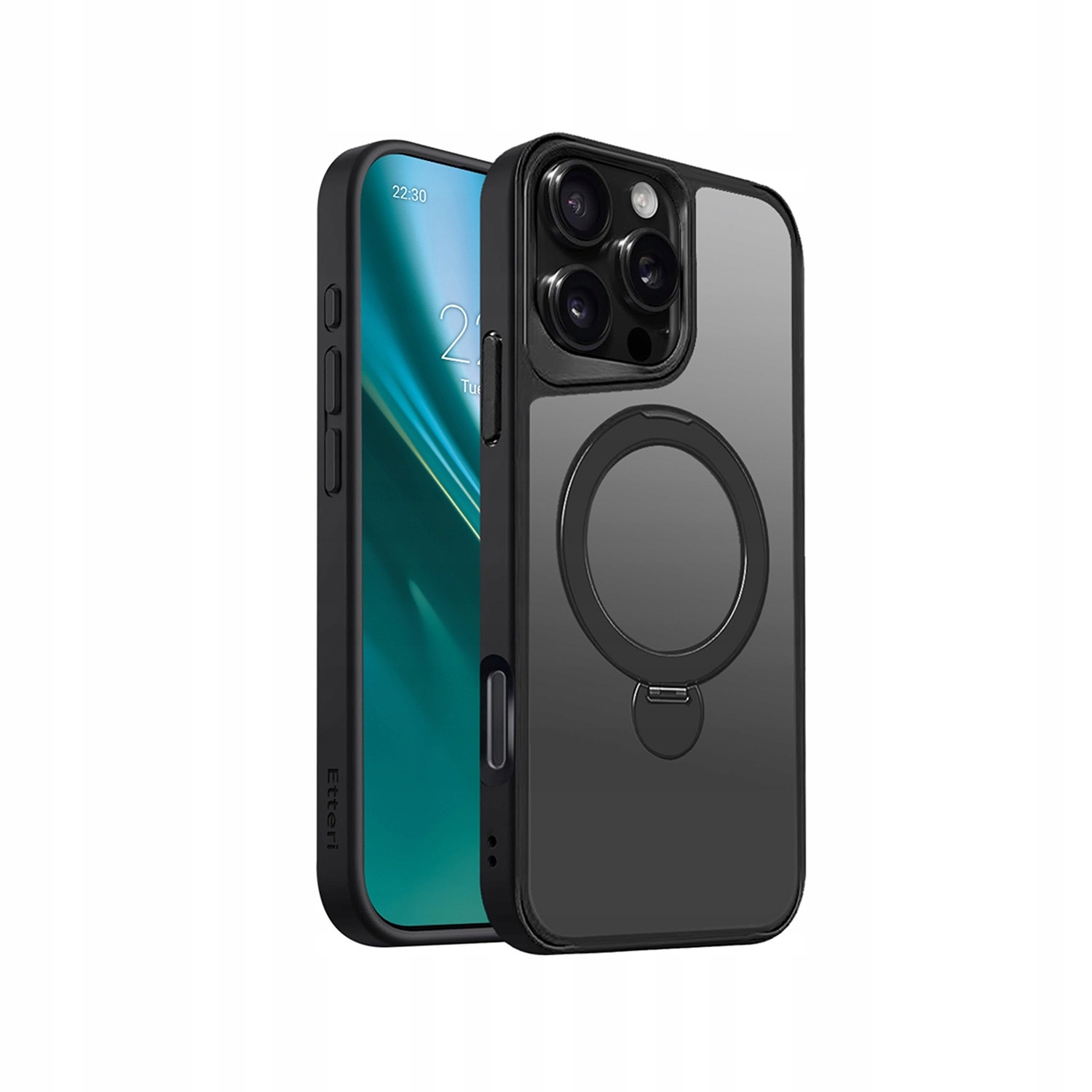 Pouzdro pro iPhone 16 Pro Max 6,9" Etteri Matt Mag Ring černé