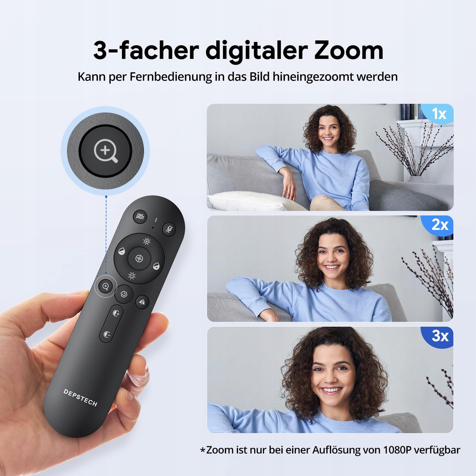 DEPSTECH Kamera Internetowa 4K Ultra HD Mikrofon Zoom Autofokus PC Mac — miniatura 3
