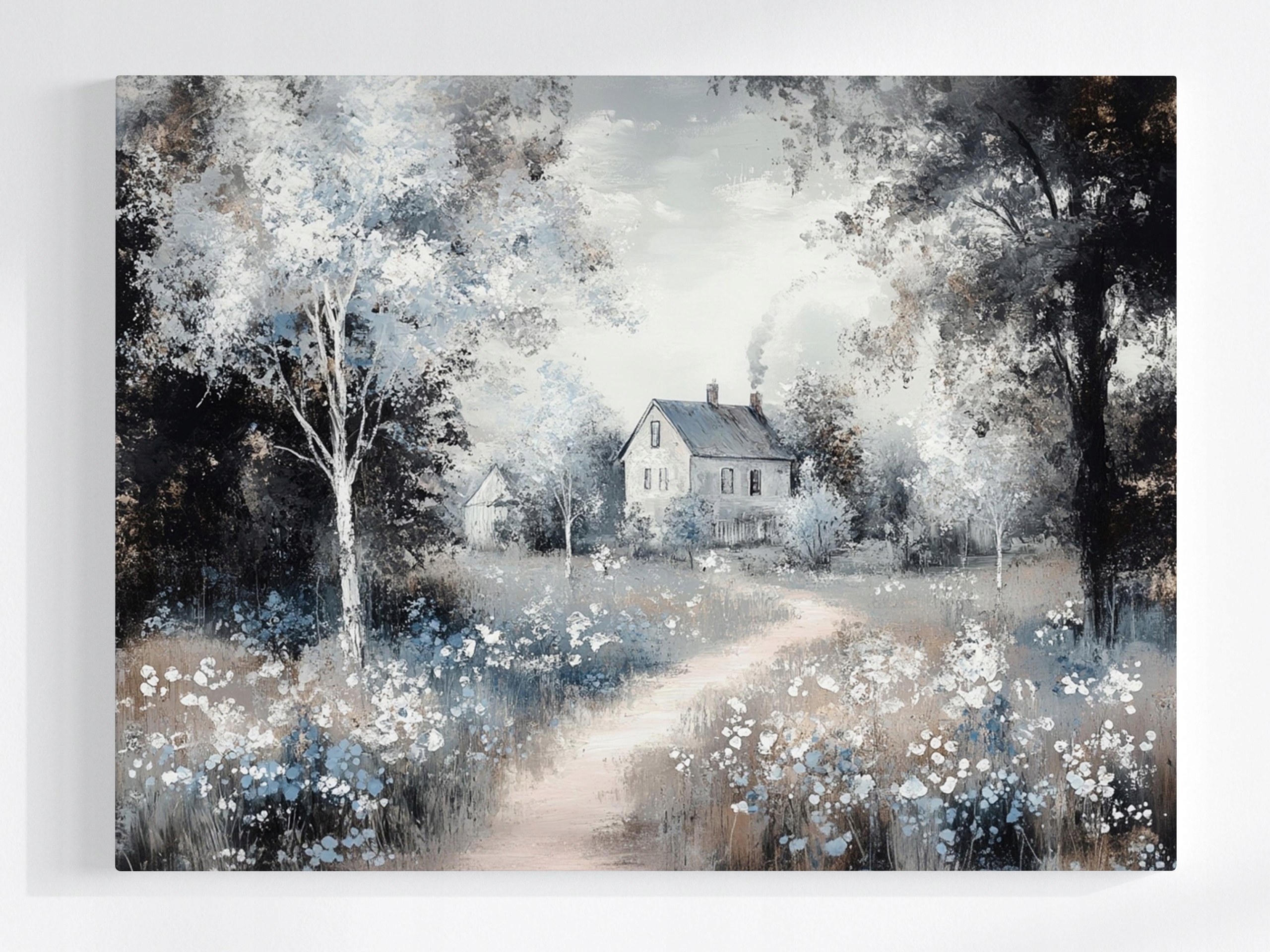 Obraz Na Plátně Canvas Venkovský Dům Louka Zahrada Cottage Vintage 100x75